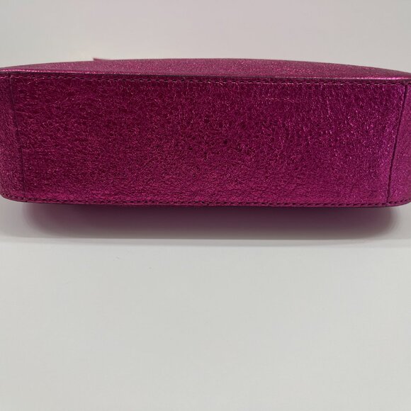 Michael Kors Ultra Pink Sparkly Leather Pouchette Bag W/ Gold Chain - NWT - Picture 8 of 10